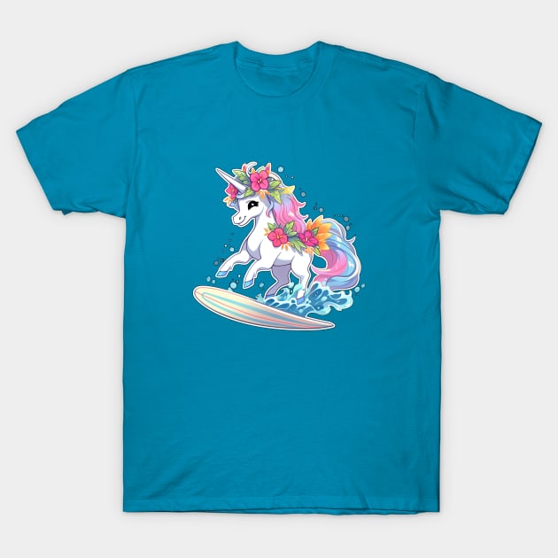 Surfing unicorn T-Shirt by obstinator